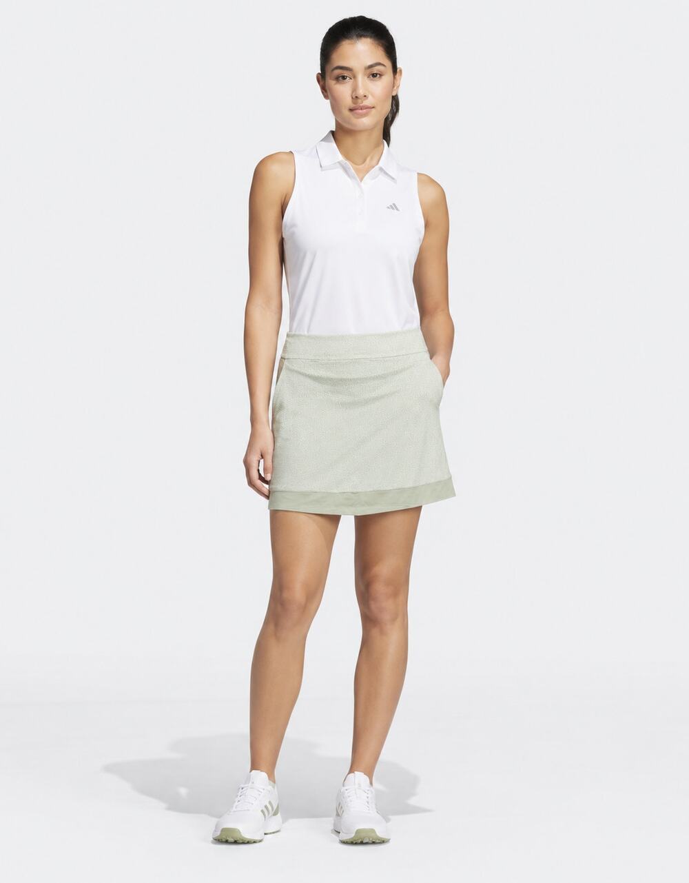 Adidas 16 Inch Ultimate365 Printed Skort Skirt Womens XS Linen Green Flawed New
